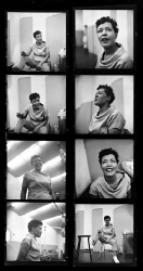 Contact sheet of Billie Holiday recording the album Music for Touching, August 25, 1955.